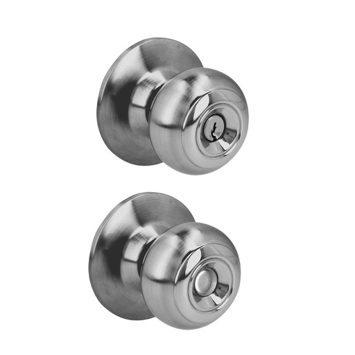[22POP] Pomo cilíndrico ovalado función entrada, acero inoxidable, llave estándar, blíster Prolok