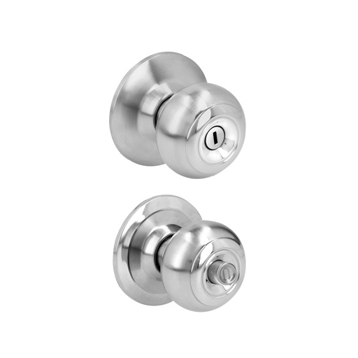 [24POP] Pomo cilíndrico ovalado función baño, acero inoxidable, llave estándar, blíster Prolok