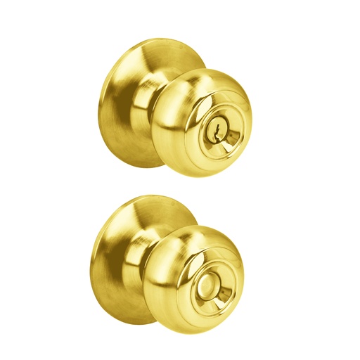 [25POP] Pomo cilíndrico ovalado función entrada, latón brillante, llave estándar, blíster Prolok