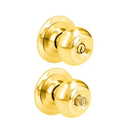 [26POP] Pomo cilíndrico ovalado función recámara, latón brillante, llave estándar, blíster Prolok