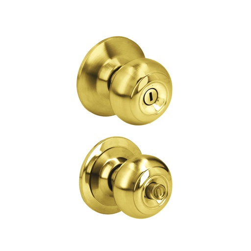 [27POP] Pomo cilíndrico ovalado función baño, latón brillante, llave estándar, blíster Prolok