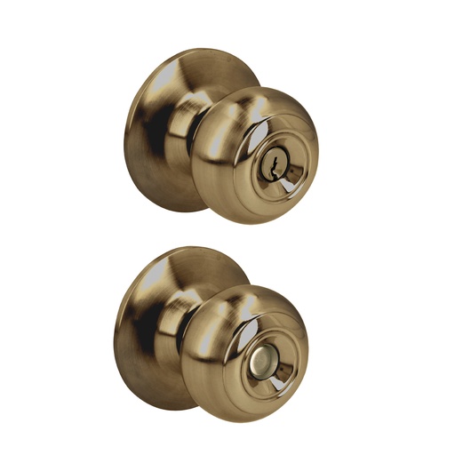 [28POP] Pomo cilíndrico ovalado función entrada, latón antiguo, llave estándar, blíster Prolok