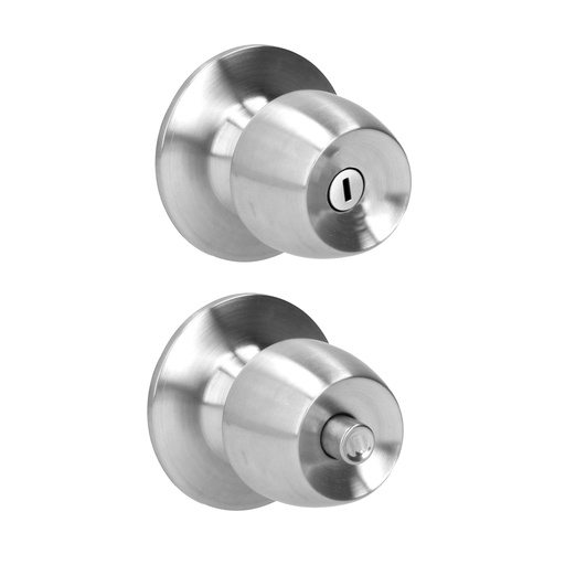 [36POP] Pomo cilíndrico media copa función baño, acero inoxidable, llave estándar, blíster Prolok