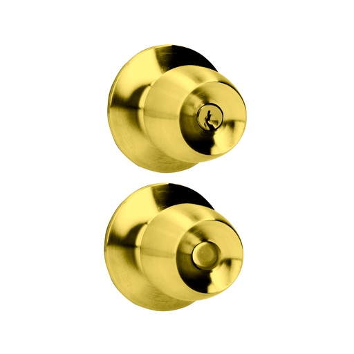 [37POP] Pomo cilíndrico media copa función entrada, latón brillante, llave estándar, blíster Prolok