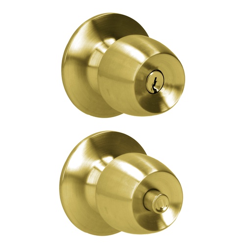 [38POP] Pomo cilíndrico media copa función recámara, latón brillante, llave estándar, blíster Prolok