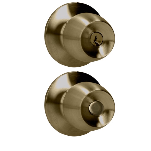 [40POP] Pomo cilíndrico media copa función entrada, latón antiguo, llave estándar, blíster Prolok