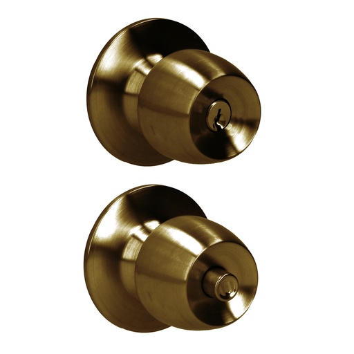 [41POP] Pomo cilíndrico media copa función recámara, latón antiguo, llave estándar, blíster Prolok