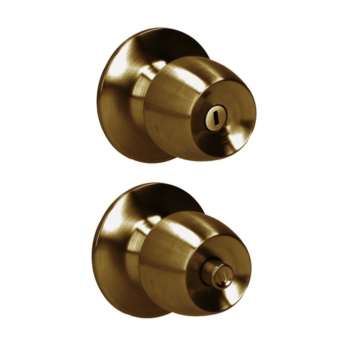 [42POP] Pomo cilíndrico media copa función baño, latón antiguo, llave estándar, blíster Prolok