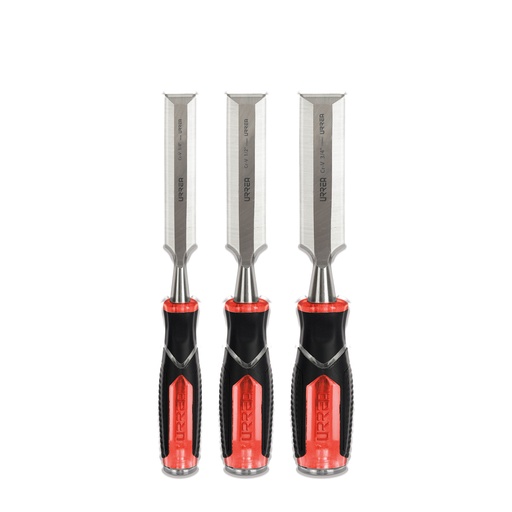 [JFO3] Juego de formones para madera con mango bimaterial 1/4", 1/2" y 3/4", 3 piezas Urrea