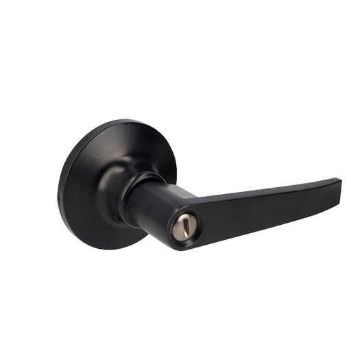 [26MA] Manija tubular recta función baño, negra, llave estándar, blíster Lock