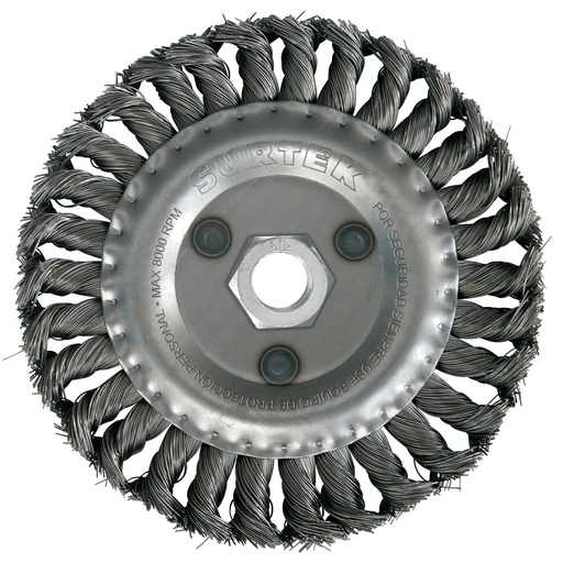 [C544] Carda circular trenzada alambre delgado 12" x 0.30 mm multi eje con adaptadores Surtek