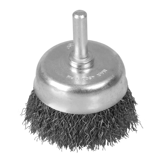 [C306] Carda copa trenzada alambre delgado 5" x 0.35 mm con rosca 5/8" Foy