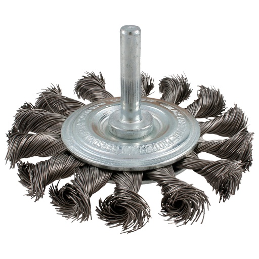 [C960] Carda circular trenzada alambre delgado de acero inoxidable 3" x 0.35 mm con zanco 1/4" Urrea