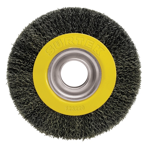 [C591] Carda circular ondulada alambre delgado para esmeril 4" x 0.30 mm multi eje Surtek