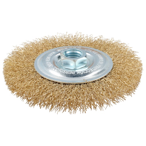 [C587] Carda circular ondulada alambre delgado 4-1/2" x 0.30 mm con rosca 5/8" Surtek