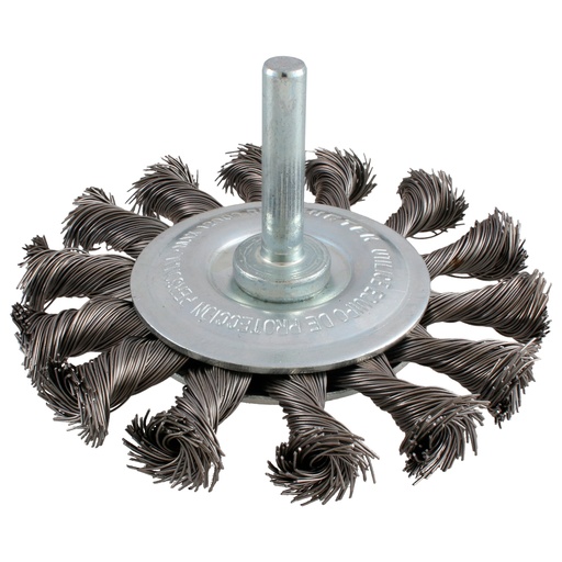 [C566] Carda circular trenzada alambre delgado 3" x 0.30 mm con zanco 1/4" Surtek