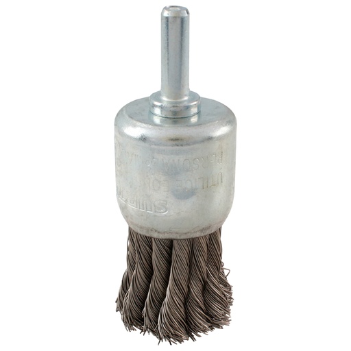 [C582] Carda copa trenzada alambre delgado 1-1/8" x 0.35 mm con zanco 1/4" Surtek