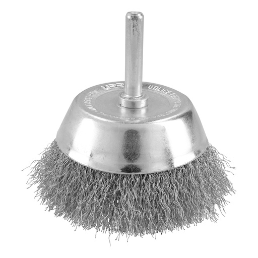 [C629] Carda copa ondulada alambre delgado acero inoxidable 7/8" x 0.30 mm con zanco 1/4" Surtek