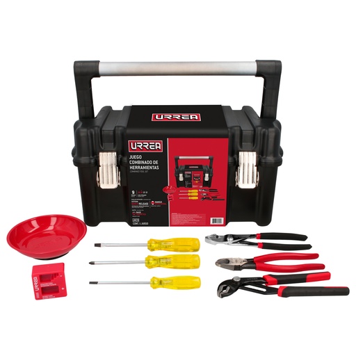 [JHC9] Juego combinado de herramienta 9 piezas, con caja plástica Urrea