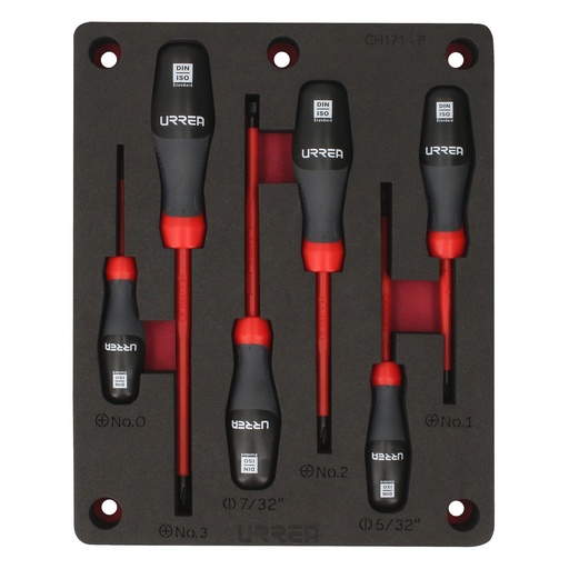 [CH171P] Juego de destornilladores con mango 1000 V combinados 6 piezas, CH171P-C Urrea