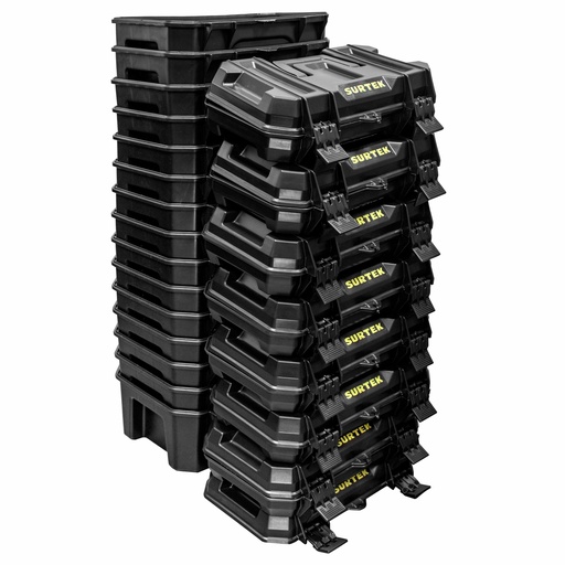 [CPS19NT] Juego de cajas portaherramientas plásticas con broches plásticos 19" x 10", 15 piezas Surtek