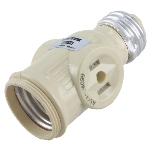 [PTL04] Portalámpara con ladrón, color marfil Surtek