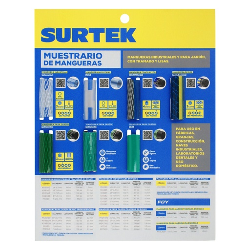 [MUMAN] Muestrario de mangueras industriales y para jardín Surtek