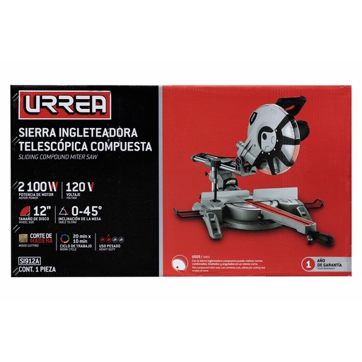 [SI912A] Sierra de inglete telescópica 12" 2100 W Urrea