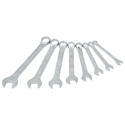 [F08MR] Juego de llaves combinadas satinadas métricas, 12 puntas, 8 piezas en rack Surtek