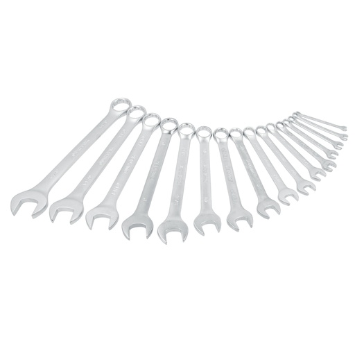 [F16SE] Juego de llaves combinadas satinadas en pulgadas, 12 puntas, 16 piezas en estuche Surtek