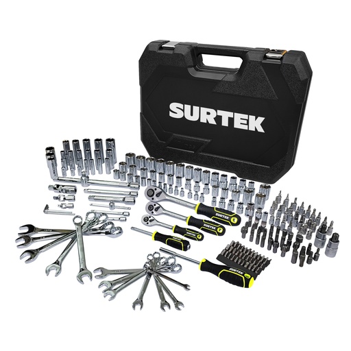 [JCM1S] Juego combinado de herramienta para mecánico 214 piezas, con maletín plástico Surtek