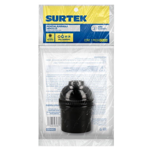[PTL09] Portalámpara sencilla, color negro Surtek