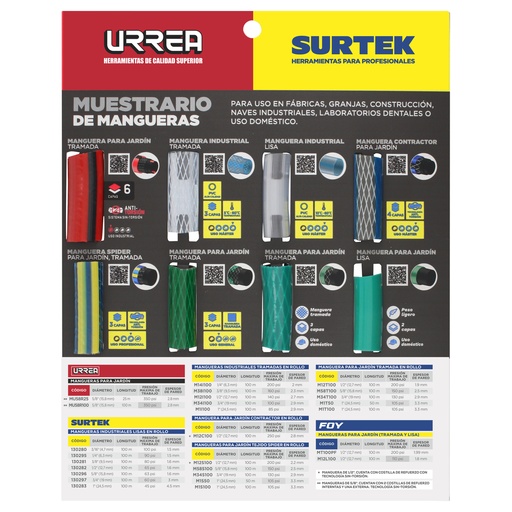 [MUMANU] Muestrario de mangueras industriales y jardín Urrea