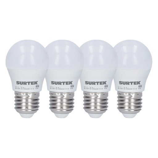 [PLBD9] Paquete de 4 lámparas de LED tipo bulbo A19, 9 W luz de día Surtek