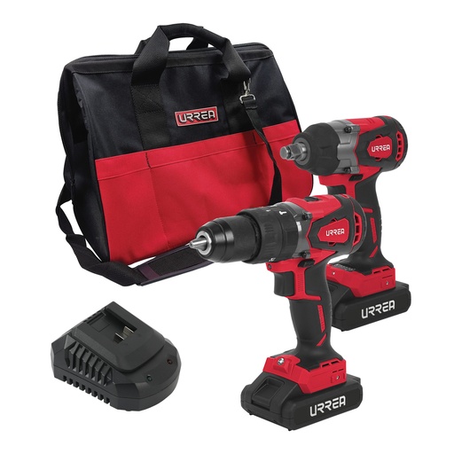 [JHI2] Juego de rotomartillo y pistola de impacto a batería Li-ion 20 V, 2 piezas en mochila Urrea