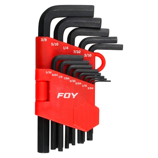 [JLL13P] Juego de llaves hexagonales tipo "L", en pulgadas, 13 piezas en rack Foy