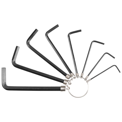 [JLL8P] Juego de llaves hexagonales tipo "L", en pulgadas, 8 piezas en argolla Foy