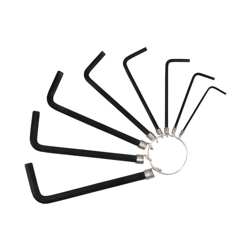 [JLL8M] Juego de llaves hexagonales tipo "L", métricas, 8 piezas en argolla Foy