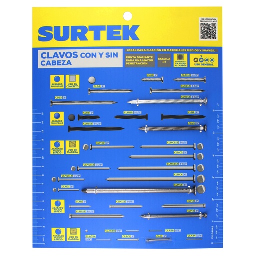[MUEC] Muestrario de clavos para madera o concreto Surtek