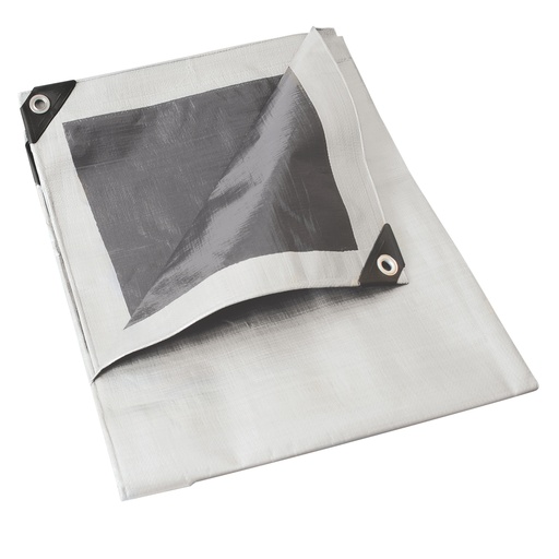 [LE5X6B] Lona de polietileno color blanco con fondo plata, 5 x 6 m Foy