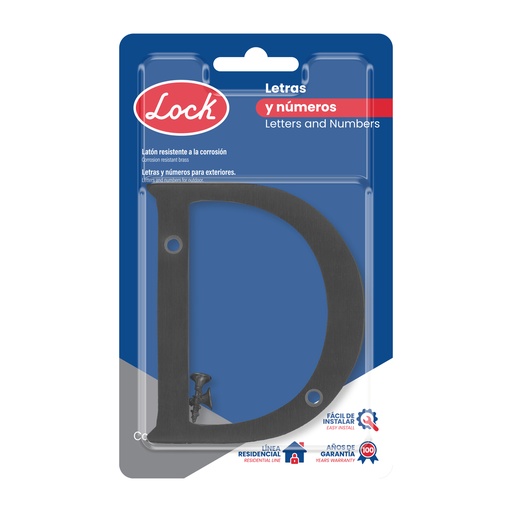 [L71DN] Letra D slim 4" negro Lock