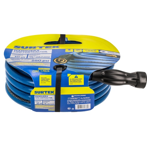 [M12C10] Manguera para jardín contractor con conector metálico 1/2", 10 m Surtek