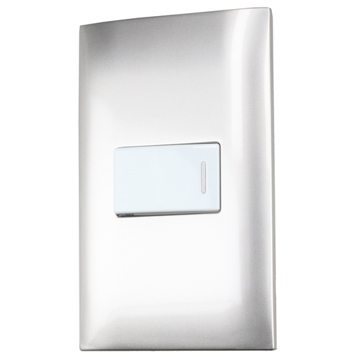 [P421P] Placa 1 Interruptor 1/3 3 vias, línea  Americana, color plata Surtek