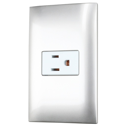 [P430P] Placa 1 contacto 1/3, línea Americana, color plata Surtek