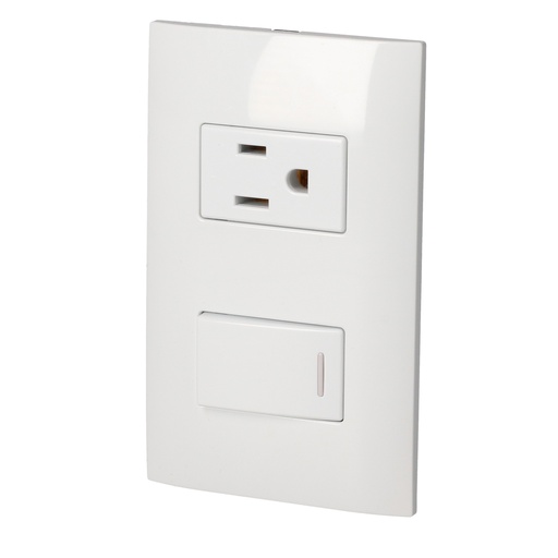 [P431B] Placa 1 Switch 1 contacto 1/3, línea Americana, color blanco Surtek