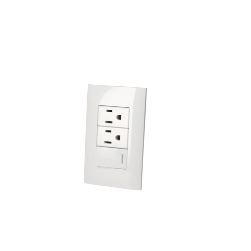 [P425B] Placa 1 Switch 2 contactos 1/3, línea Americana, color blanco Surtek