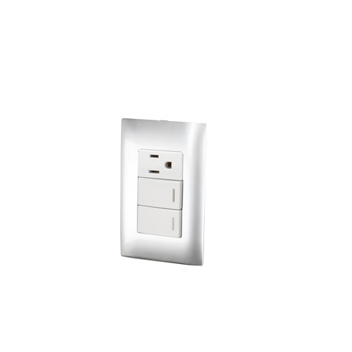 [P426P] Placa 2 Switch 1 contacto 1/3, línea Americana, color plata Surtek
