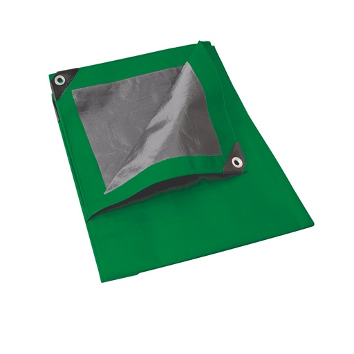 [L4X6V] Lona de polietileno color verde con fondo plata, 4 x 6 m Foy