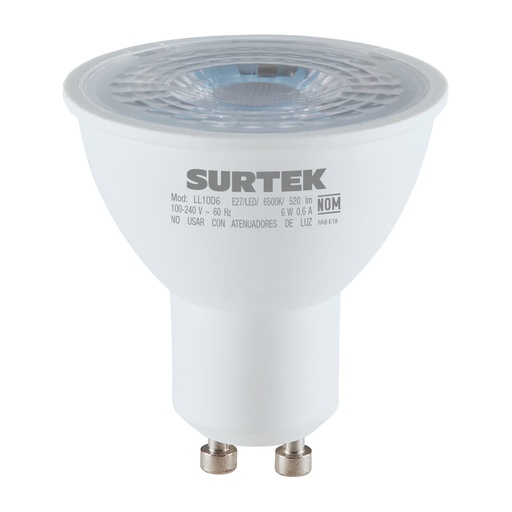 [LL10C6] Lámpara de LED tipo GU10, 6 W luz cálida Surtek