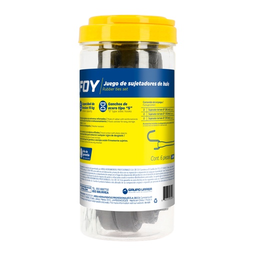 [JSH6] Juego sujetador hule 6pz Foy